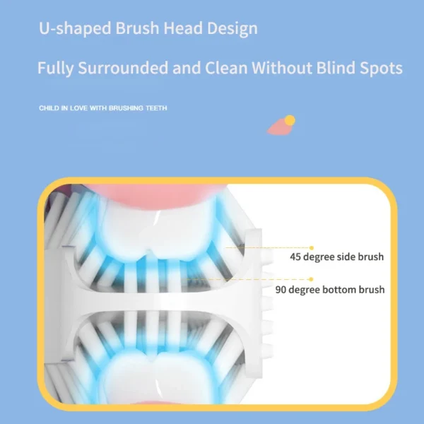 360° Sonic Electric Toothbrush U Shape Rechargeable for Kids Children Automatic Silicone Tooth Brush Smart Timer Blue Light IPX7 - Image 5