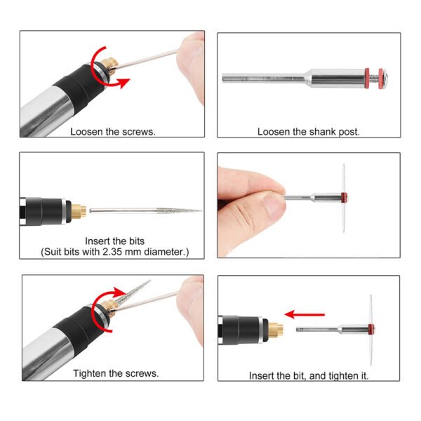 58 PCS USB charging mini electric engraving etching machine cordless rotary tools engraving pen jewel metal wood mode - Image 5