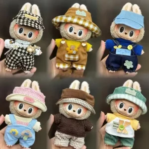 labubu doll clothes 15-17cm  Labubu outfit handmade  Popmart labubu clothing  custom Labubu hoodie  Labubu summer dungarees outfit  labubu wedding dress outfit  Labubu accessories real-time shippingMini Plush Doll'S Clothes Outfit Accessories For Korea Kpop Exo 15-17cm Labubu Idol Overalls set Clothing Gift for mom
