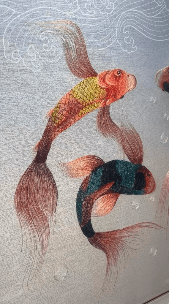 Silk Koi Fish Wall Art,Oriental Decor Trends 2026,Handmade Silk Embroidery,Feng Shui Koi Painting