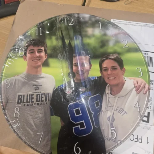 Custom Wall Clock with Picture, mom gift Personalized Name Clock, Home Decoration Clock, Pet Memorial & Customization,Couples & Romance,Picture Clock, Housewarming Gift, Custom Text Clock Gift Gift for Dad USA YSXMART for Living Room, Kitchen, and Office photo review