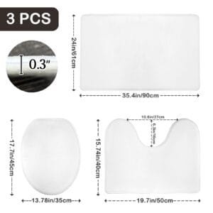 c 3-Piece Bathroom Rug Set 90x61cm