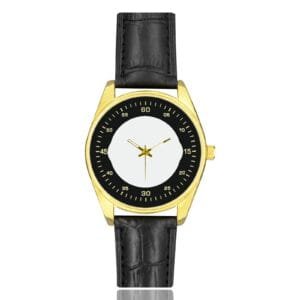 YSXMART POD YSXMart watches, custom printed dial mens watch, wholesale china jewelry and watches factory, print on demand waterproof gold watches, low MOQ private label classic gold watch with leather band, bulk blank watch components, YSXMart dropshipping custom timepieces, customized logo business watch bulk Men's Golden Leather Strap Watch (Model 210)